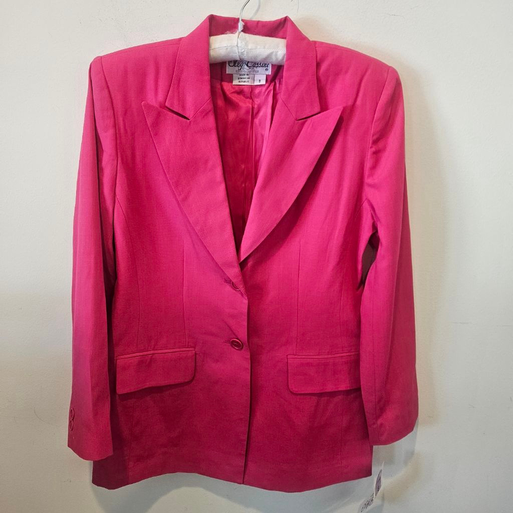 Women's Oleg Cassini NWT Vibrant Pink Blazer Jacket Size 8 - Picture 4 of 10